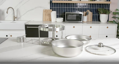 Alpha Living Chafing Dish Buffet Set of 2 – Complete Stainless Steel Chaffe Buffet Set with Glass Lids, Chafing Fuel Holder – Elegant and Practical Warmer Trays for Buffet, Wedding, Catering Supplies