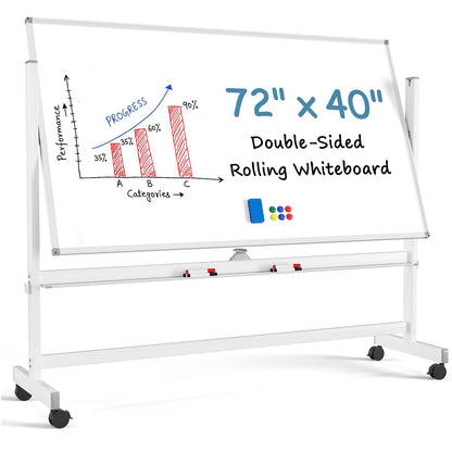 MaxGear Big Mobile Whiteboard, 72x40 Double Sided Magnetic Dry Erase Board with Stand, Height Adjustable Rolling Whiteboard for Home, School & Office, Heavy-Duty Aluminum Frame & Reinforced Packaging