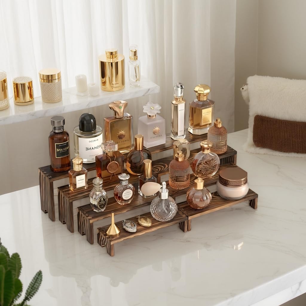2 Set Wooden Tiered Risers Display Stands for Vendor Events,Stackable Wooden Cupcake Display Stand,Farmhouse Decor Wood Dessert Table Display Set,Vendor Booth Display Items,Food Display Risers for Party（12-11.2-10.4-9.6IN）