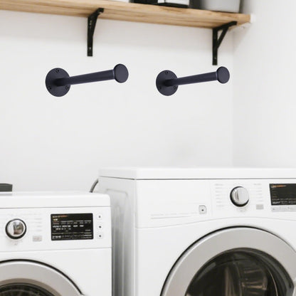 JAZBREY 2 Pack Retractable Hanger Holder for Laundry Room, Wall Mount Organizer Rack for Lightweight Clothes, Space Saving Laundry Hook Rod, Keep Empty Hangers Handy, Black
