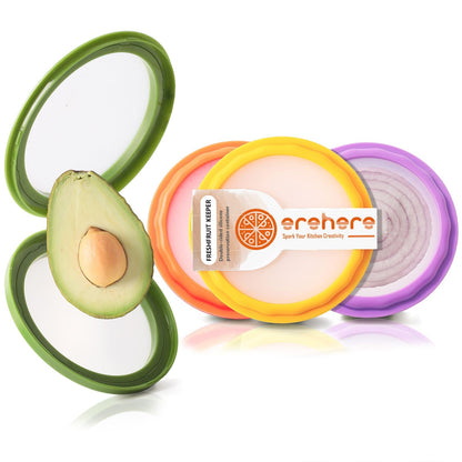 Erehere 4-Piece Airtight Food Storage Containers Set – Avocado Saver, Onion Keeper, Silicone Kitchen Organizers for Fridge, Reusable & Leak-Proof to Lock in Freshness