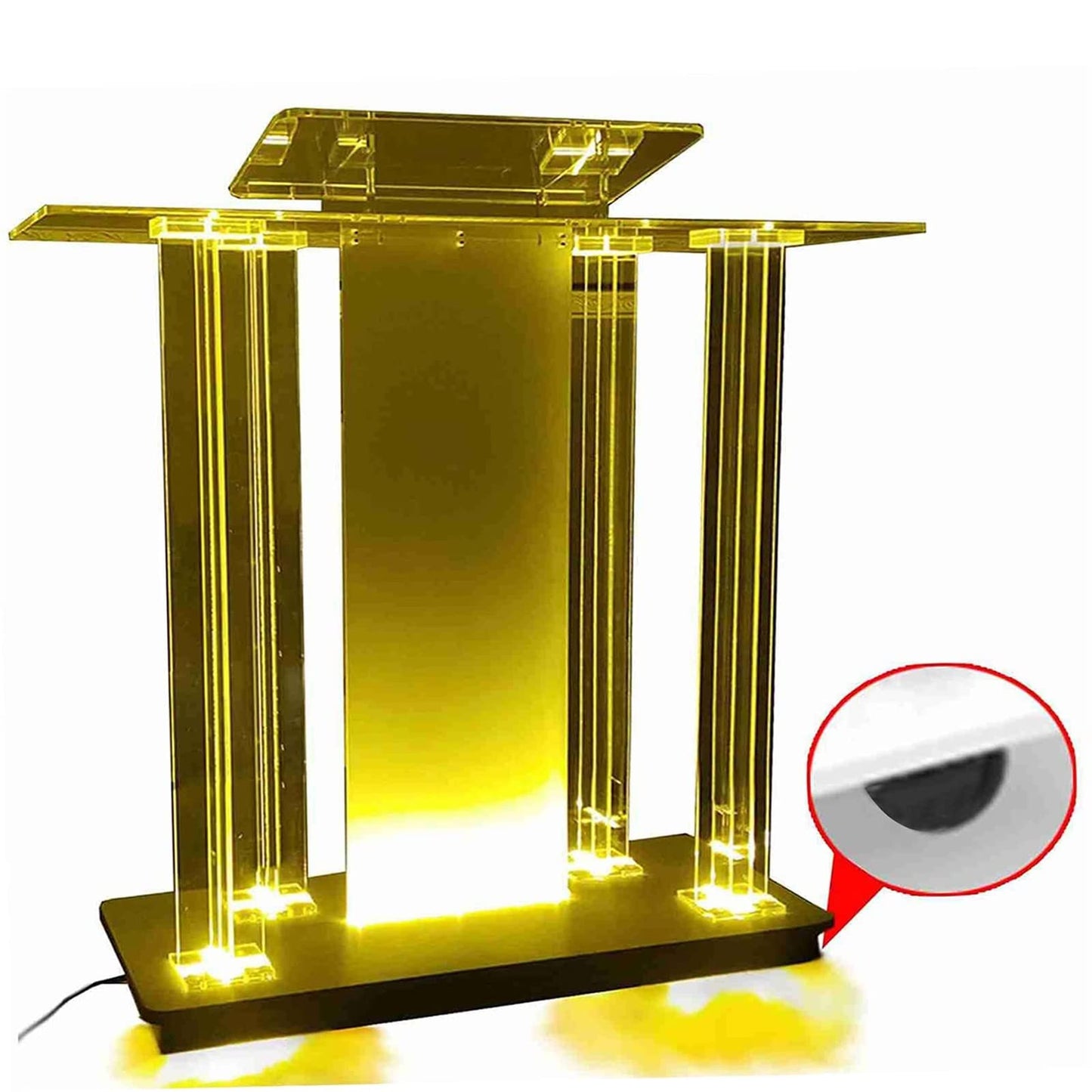 DHXIAMZ Acrylic Church Podium Stand with Lights Customizable Logo Ideal for Church Classroom Stage