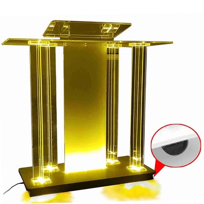 DHXIAMZ Acrylic Church Podium Stand with Lights Customizable Logo Ideal for Church Classroom Stage
