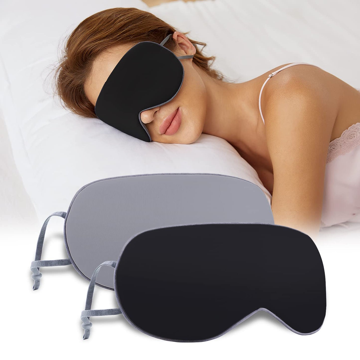 Sleeping Mask 2 Pack, Warm, Cool Double-Sided Use of Sleep Mask, Super Soft Blindfold with Adjustable Strap, Block Out Light, Comfort Sleep Eye Mask for Travel Meditation Nap