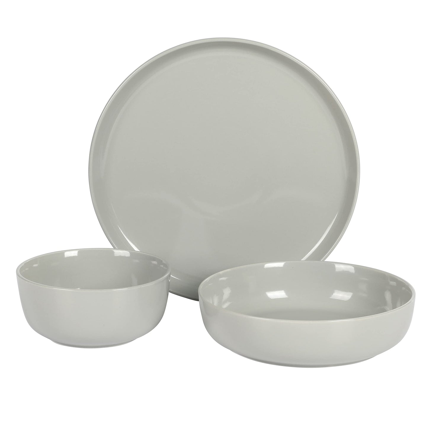 Gibson Home Summer Shades 16 Piece Plates and Bowls Dishes Service for 4 Porcelain Dinnerware Set - White