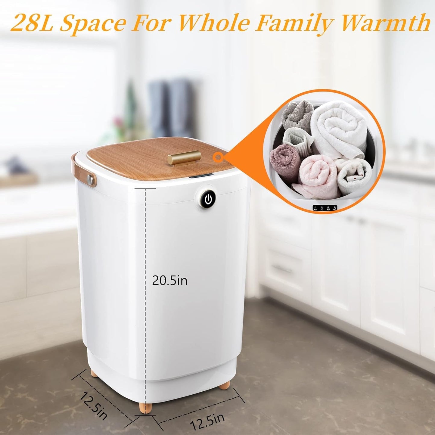 Large Towel Warmers for Bathroom,Luxury Portable Bucket Towel Warmer Fits Up to Two 70"X80" Oversized Towels with Timing Auto Shut Off, Yellow