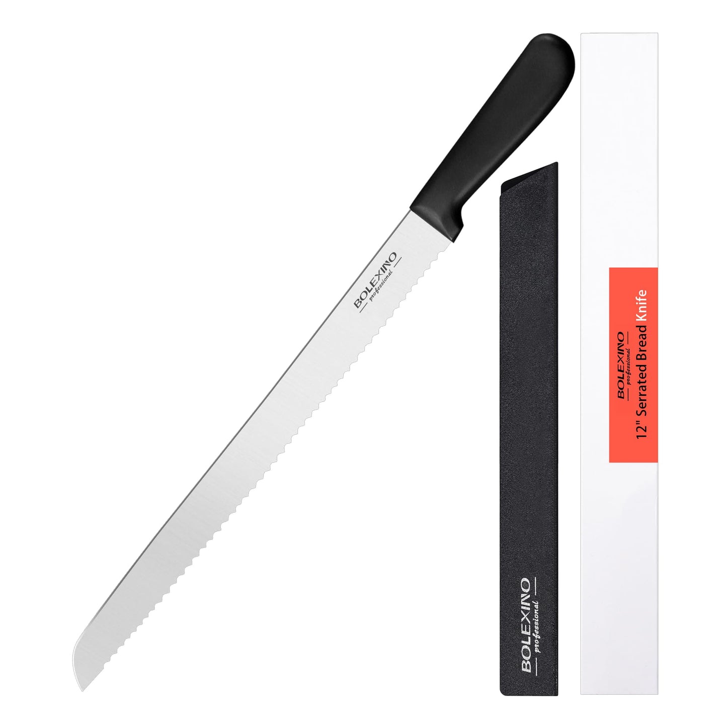 12 Inch Serrated Bread Knife for Homemade Bread, Stainless Steel Wide Wavy Edge Knife, Multi-Purpose Kitchen Knife, Efficient Cake Slicer, Ultra Sharp Baker's Knife for Cutting Crusty Breads, Cake