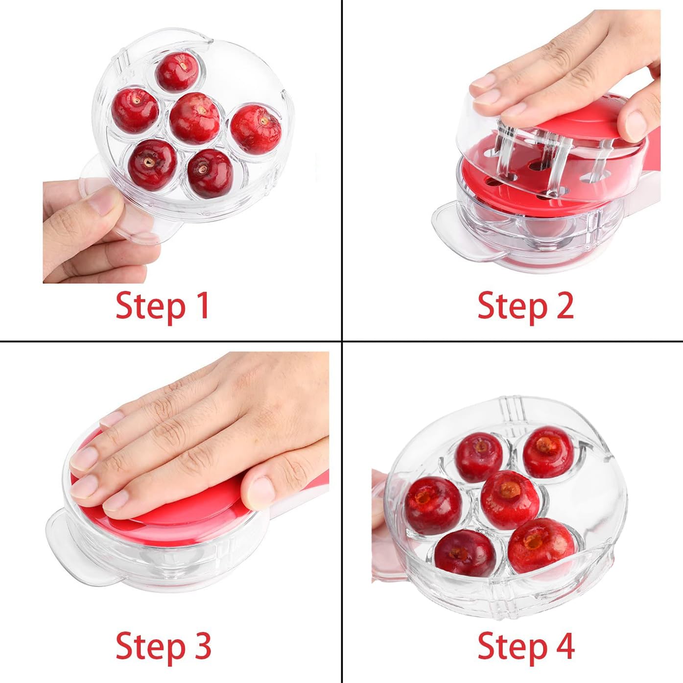 Brighoot Cherry Pitter – Multi Cherry Corer with Rebound & Lock Design, Pits 6 Cherries at Once, Easy Cherry Jam & Baking Tool, Dishwasher Safe