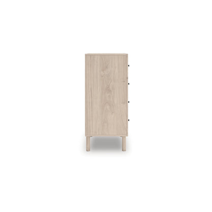 Signature Design by Ashley Birkmore Mid-Century Modern 4-Drawer Chest with Easy Glide and Safety Stop for Bedroom, Light Brown