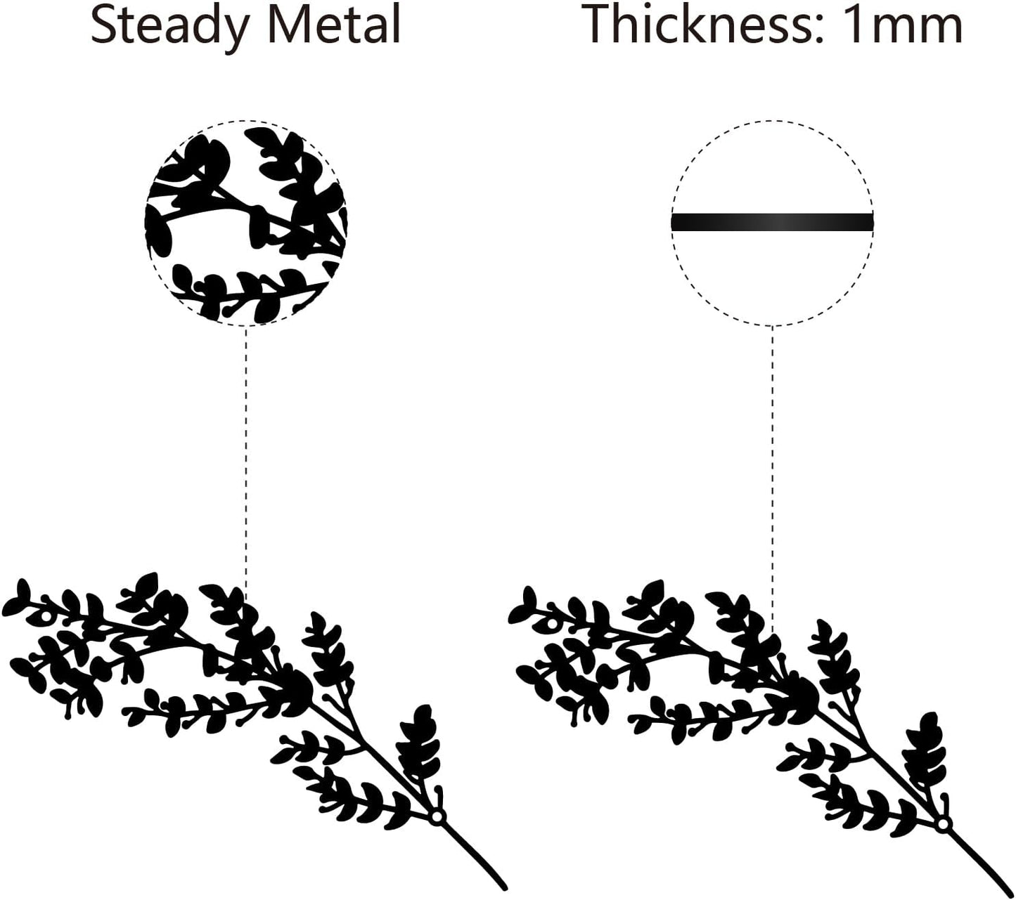 CREATCABIN Metal Tree Leaf Wall Decor, Double Black Wrought Iron Scroll Sculpture Leaf Hanging Decor