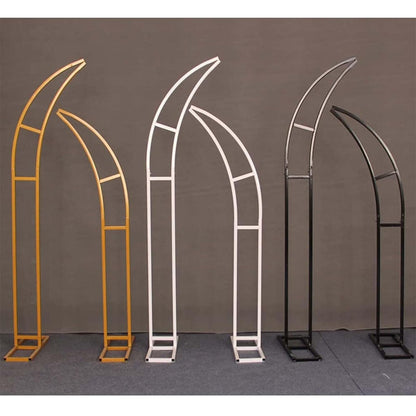 Black Iron Crescent Moon Wedding Arch Stand Set for Weddings and Events Easy Assembly 2 Pieces (Gold)