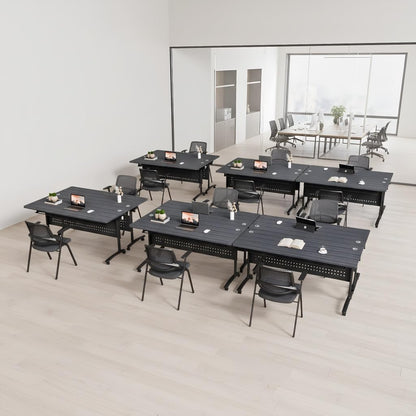 4 Pack Conference Room Tables,Mobile Folding Conference Table with Wheels,Modern Training Locking Rolling Meeting Conference Tables with Flip-Top for Office Classroom Business,6-12 Person,71IN
