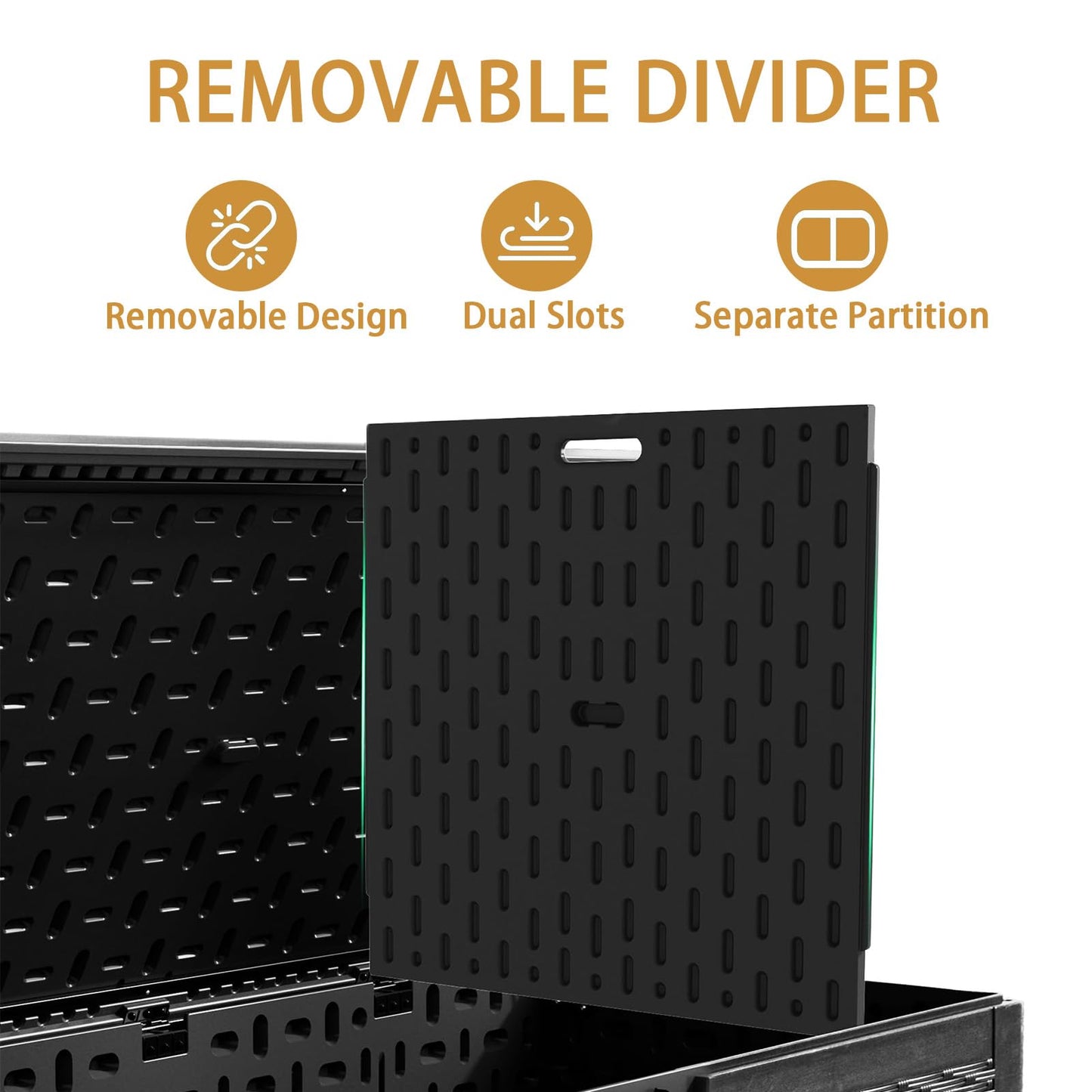 LANTRO JS 230 Gallon Deck Box Waterproof, Outdoor Storage Box Waterproof Lockable with Divider and Lifter Prevent Water Seeping into from Floor for Patio Cushions
