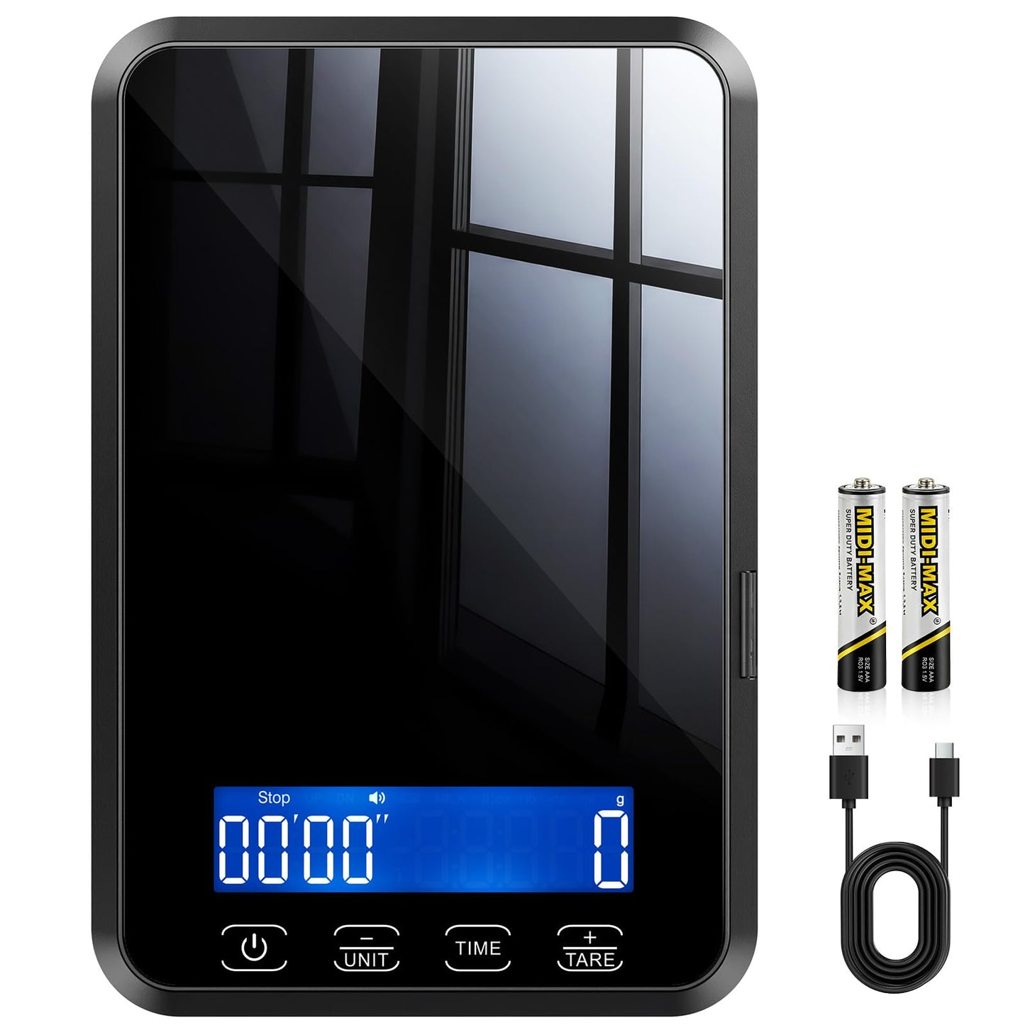Letron Food Scale, 33 lb / 0.1 oz High Precision Kitchen Scale for Sourdough Bread, Built-in 7 Units, Timing & Tare Function, Rechargeable Digital Kitchen Scale for Food, Baking, Cooking