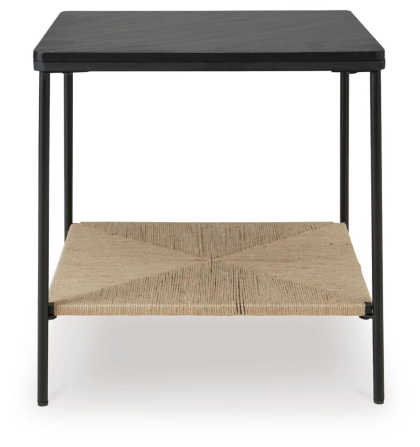 Signature Design by Ashley Minrich Eclectic Accent Table with Lower Shelf, Black & Light Brown