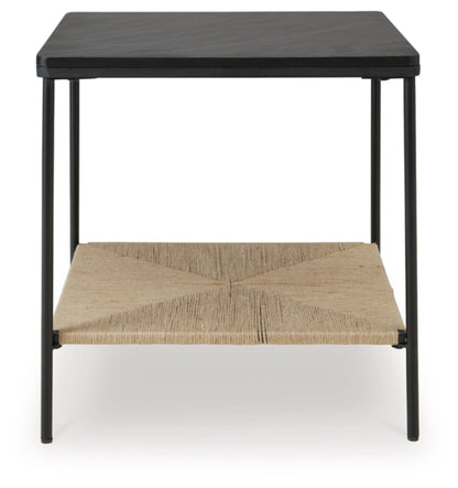 Signature Design by Ashley Minrich Eclectic Accent Table with Lower Shelf, Black & Light Brown
