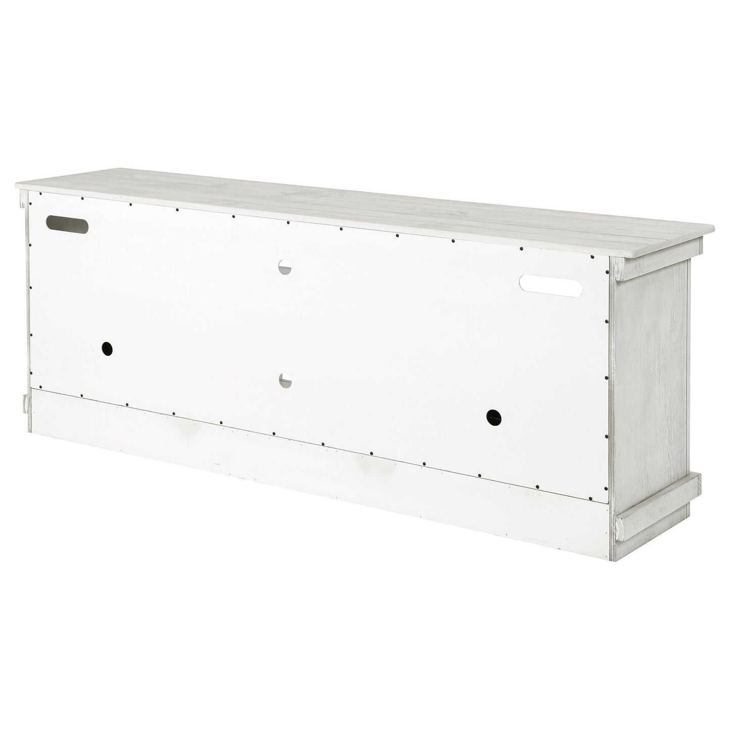Coaster Home Furnishings - Payne - Wood - TV Stand with Two Door Cabinets, Open Shelves, Six Compartments and Farmhouse Style - Living Room - 70-Inch - Distressed White - 710053