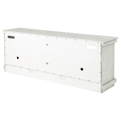 Coaster Home Furnishings - Payne - Wood - TV Stand with Two Door Cabinets, Open Shelves, Six Compartments and Farmhouse Style - Living Room - 70-Inch - Distressed White - 710053