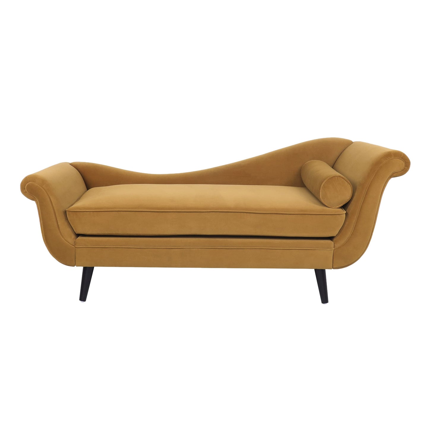Christopher Knight Home Calvert Chaise Lounge, Turmeric Orange + Dark Brown 29D x 69W x 30H in