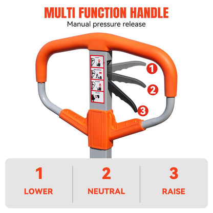 Single Manual Pallet Jack 2200 LBS Capacity Heavy Duty Hand Pallet Truck, Fork Size Nylon Wheels Industrial Hand Pallet Jack, Perfect for Warehouse Factory Garage and Material Handling Equipment