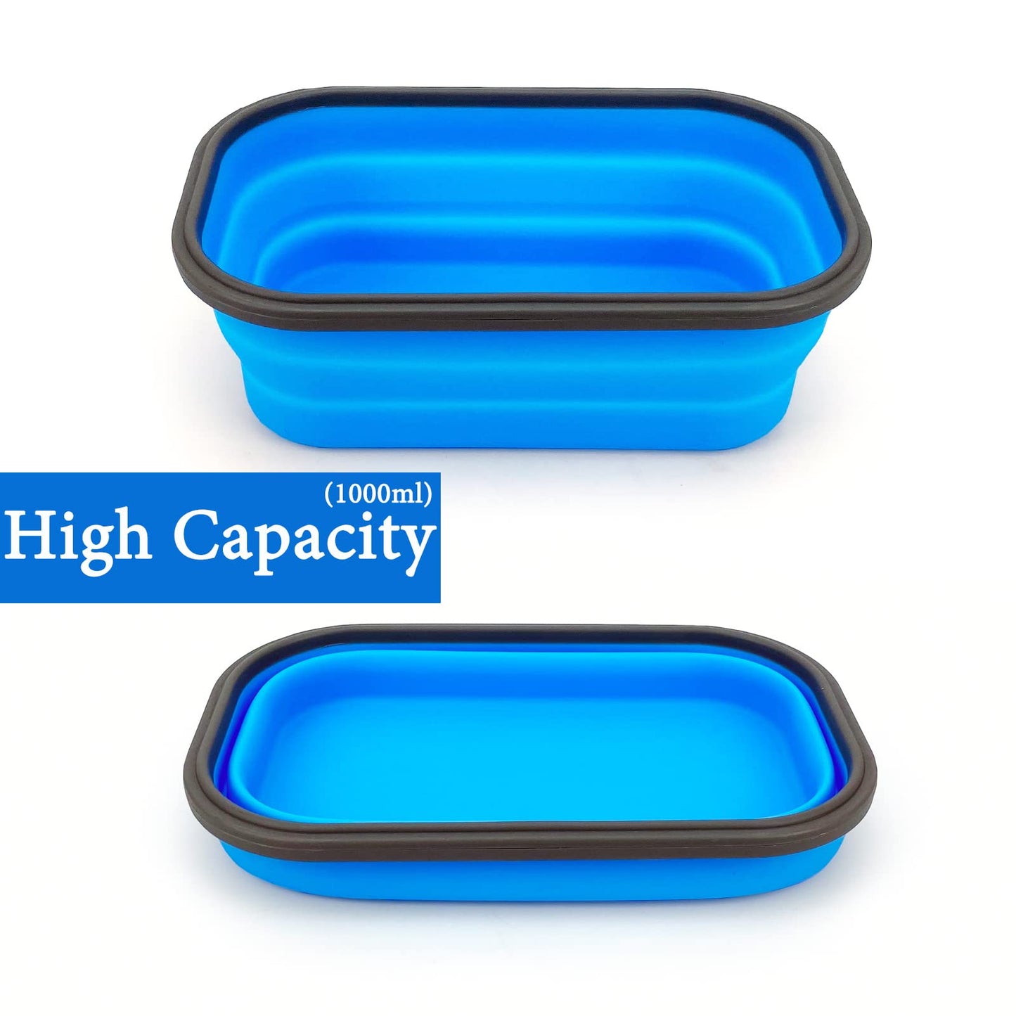 Lunbengo Collapsible Lunch Box Containers, Silicone Bento Box with Airtight Lid and 2 in1 Spoon & Fork, 1000ml Large Portion Reusable Silicone Food Storage Container, Microwave Dishwasher Safe