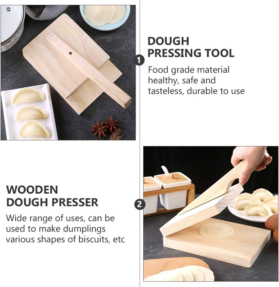 Hemoton Wood Tortilla Press, Dough Dumpling Skin Maker for Chapati, Roti, Taco, Kitchen Gadget Accessories, Beige
