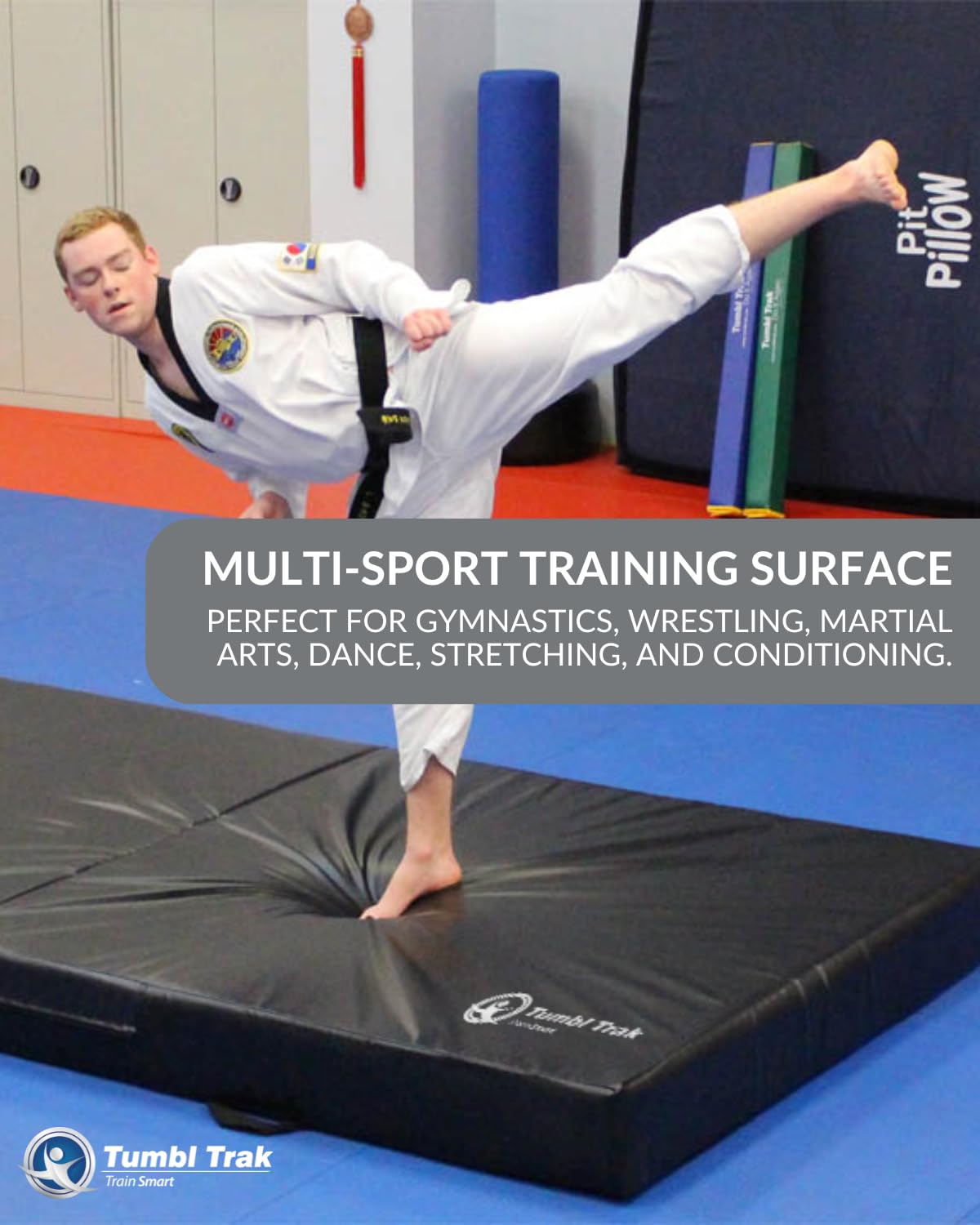 Tumbl Trak Soft Mat Crash Pad, 5ft x 10ft x 8in Single Density Foam Cushion for Gymnastics Tumbling Mat, Parkour, Cheer, Dance, Martial Arts and Kids Sensory Play