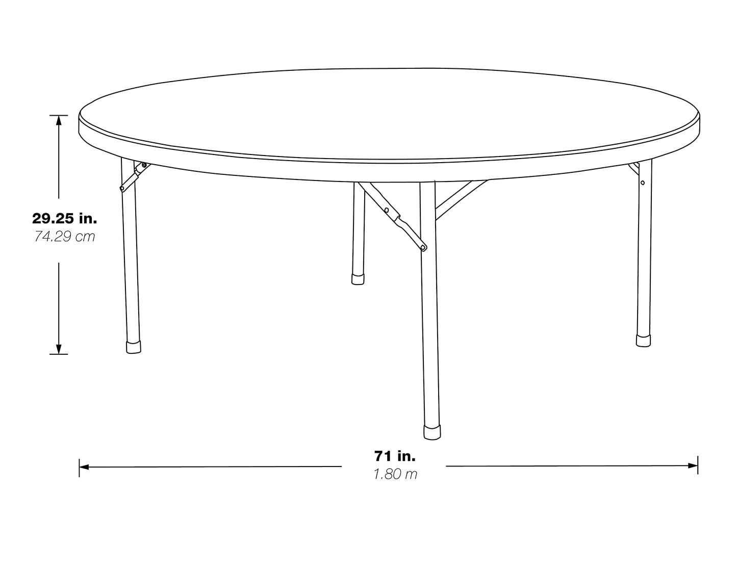 Office Star Resin Folding Table for Banquets, Picnics, and Parties, 71 Inch, Round