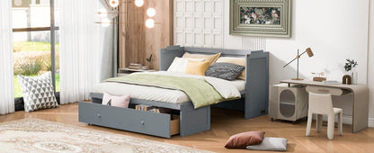 Bellemave Queen Murphy Bed Cabinet Bed, Solid Bed with Storage Drawer, Queen Size Bed with USB Ports, Chest Wall Murphy Bed with Drawer (Gray, Queen)