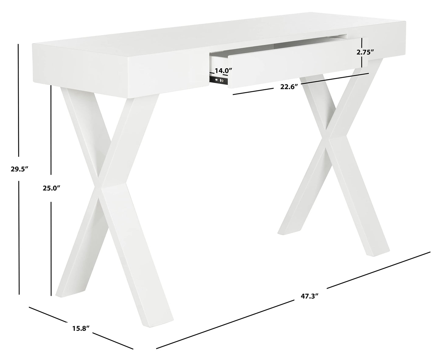 Safavieh Home Collection Alessia White Lacquer 1-Drawer Vanity Desk