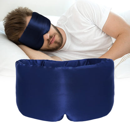 Silk Sleep Mask for Women Men, Mulberry Silk Eye Sleeping Mask & Blindfold with Adjustable Velcro Strap, Blackout Eye Cover for Sleep Travel Yoga Nap, Large Size, Black