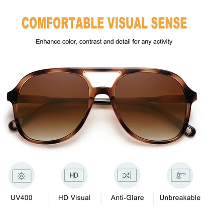 Arjien Polarized Aviator Sunglasses for Women Men, Trendy Square Womens Mens Sunglasses, 70s Retro Aviators, UV400 Protection
