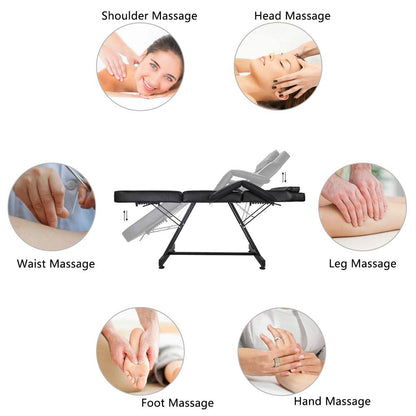 Bazhshxu 72 inches Portable Massage Bed 3 Section Professional Massage Table Height Adjustable Salon Chair Beauty Spa Bed with Adjustable Armrest,Hydraulic Stool