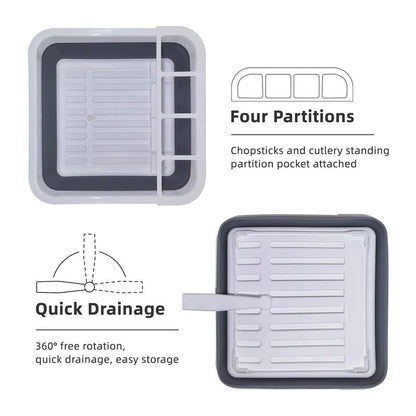 THANSTAR Collapsible Dish Drying Rack for RV Campers Portable Dinnerware Drainer Organizer for Kitchen Travel Trailer