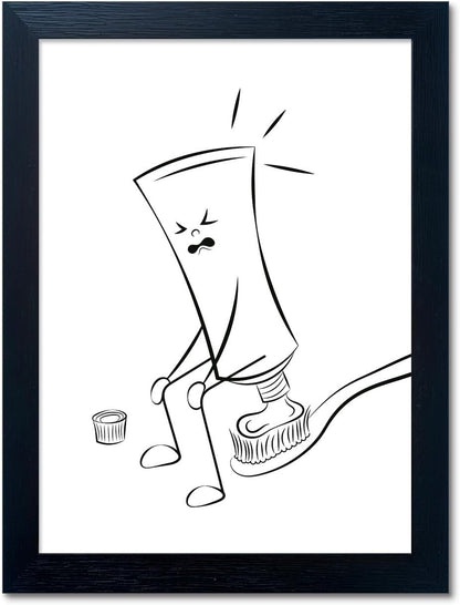 Regine Switzerland Black and White Bathroom Wall Decor - Funny Toilet Canvas Print | Minimalist Humor Art