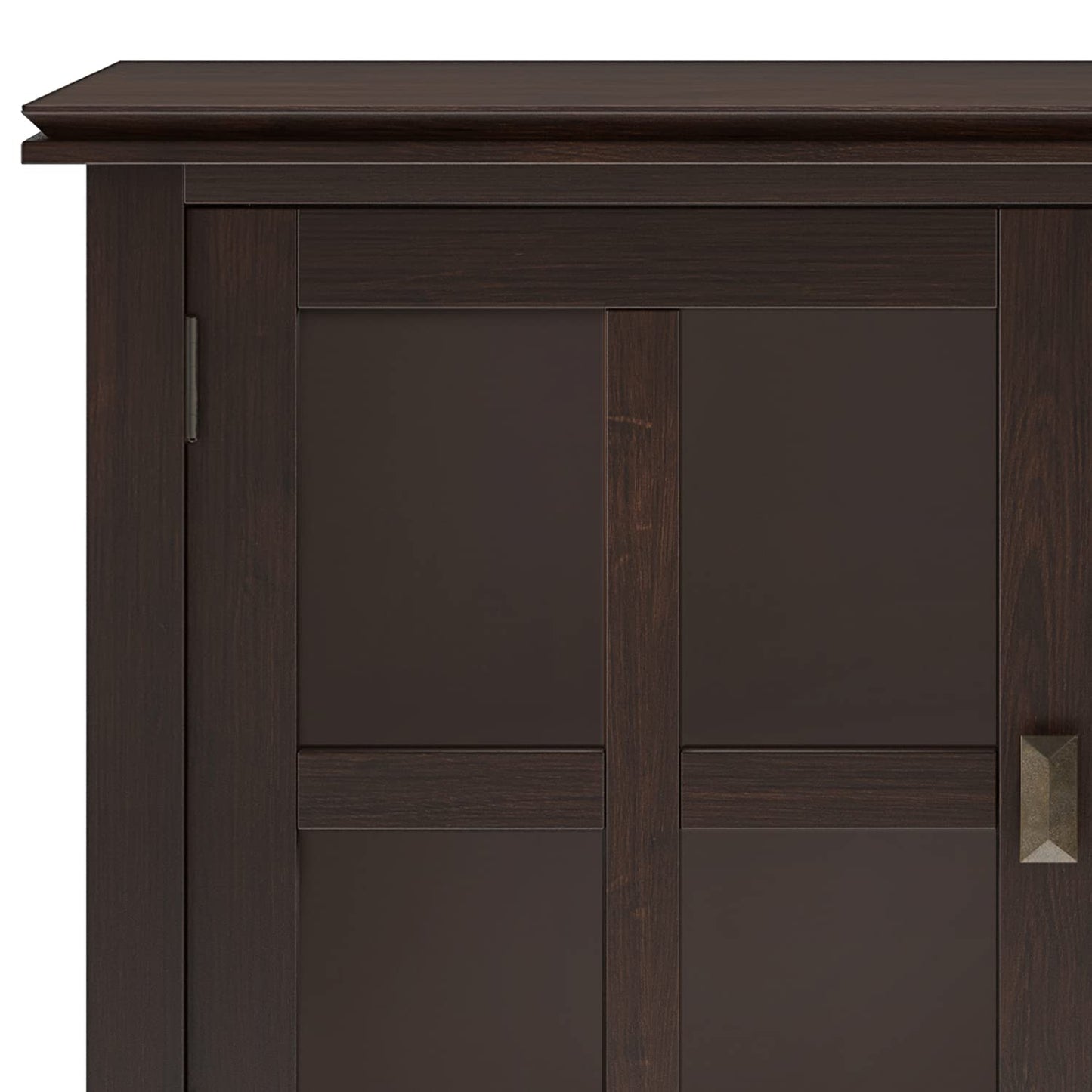 SIMPLIHOME Artisan Buffet - 60 inch Wide Solid Wood 3-Door Sideboard Buffet in Dark Chestnut Brown, Contemporary Storage Cabinet for Dining Room or Kitchen with Adjustable Shelves and Bronze Hardware