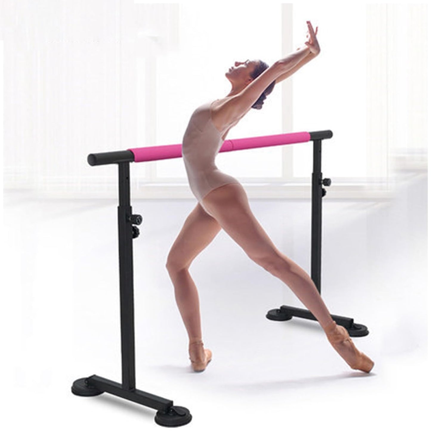 PAHION Ballet Barre Freestanding Portable Ballet Bar Length 1.5m Height Adjustable Yoga Dance Stretching Sticks Professional Mobile Ballet Pole with Slip-Resistant Rubber Feet