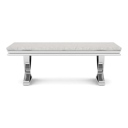 Furniture of America Obera 18mm Faux Marble Top Coffee Table with X-Shaped Base, Metal Construction, Home Décor for Living Room, Lounge Area, Office, Chrome