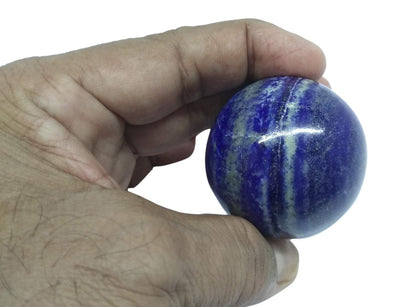 WholesaleGemShop Natural Lapis Lazuli 40-45 mm Ball Sphere Gemstone A+ Hand Carved Crystal Altar Healing Devotional Focus Spiritual Chakra Cleansing Metaphysical Gift Men Women
