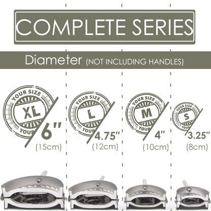 KAYCROWN Empanada Maker Press, Stainless Steel Dumpling Maker Set, 2-in-1 Dough Cutter Dumpling Mold Set for Ravioli, Pierogi, Turnovers, Calzone, Dumpling, 4 Sizes (XL/6"+L/4.75"+M/4"+S/3.25")
