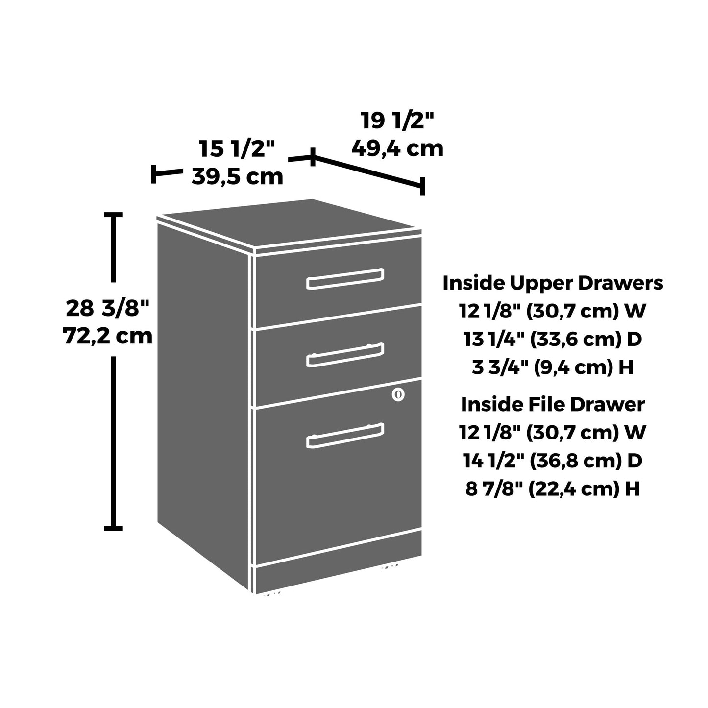 OfficeWorks by Sauder Affirm Mobile File, L: 15.55'' x W: 19.45'' x H: 28.43'', Hudson Elm Finish