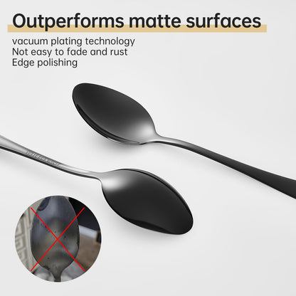 Forks and spoons silverware set 24pcs black spoons and forks set Durable Dishwasher Safe black silverware for home kitchen stainless steel