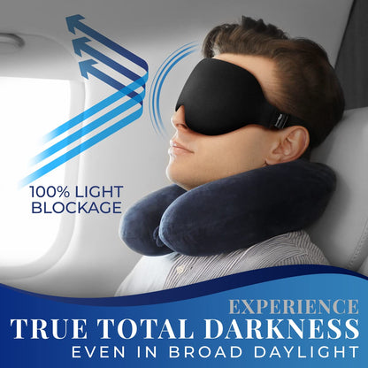 Sleep Mask [2 Pack] - Eye Mask for Sleeping - Patented, Contoured, 100% Blackout, Zero Pressure Sleeping Masks for Women and Men, Blindfold and Eye Covers - S2 Black