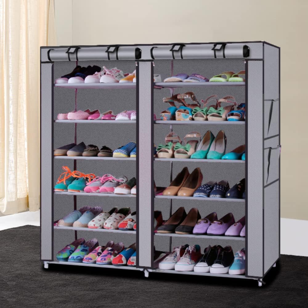 Generic 45" 6-Floor Closet, (2 12 The Large Shoe Rack with dust Cover Shoe Rack with Covers on The Non-Woven Shoe