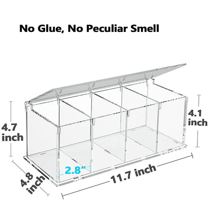 RR RAXMIN Coffee Capsule Holder Acrylic Box K Cup Holder Coffee Pod Storage Clear Acrylic 4 Compartment with Lid Organizer Coffee Bar Accessories