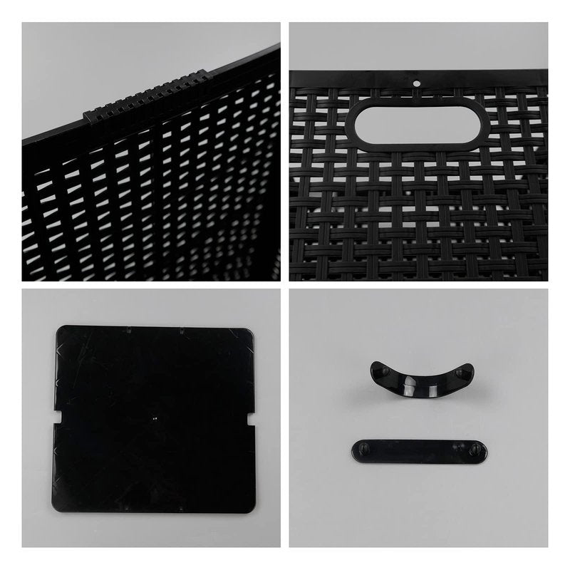 Ucake 42 L Plastic Storage Basket, Folding Laundry Hamper, Black, 2 Packs