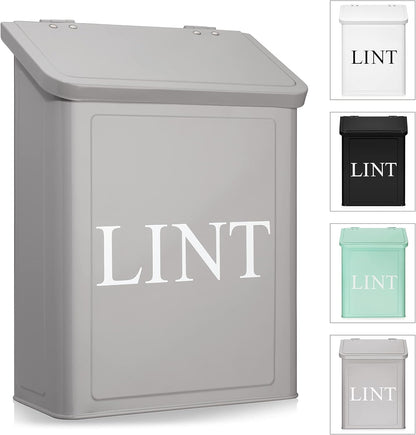Calindiana Modern Farmhouse Metal Magnetic Lint Bin for Laundry Room Decor with Lid, Wall Mount Space Saving Trash Can,