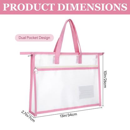 6Pcs Project Bags for Quilting, 13x10" Sewing Bag for Arts and Crafts Organizer Storage, Needlepoint Bag, Large Clear Mesh Design Zipper Folder with Handle for Craft Art Supply Sewing Pattern Storage