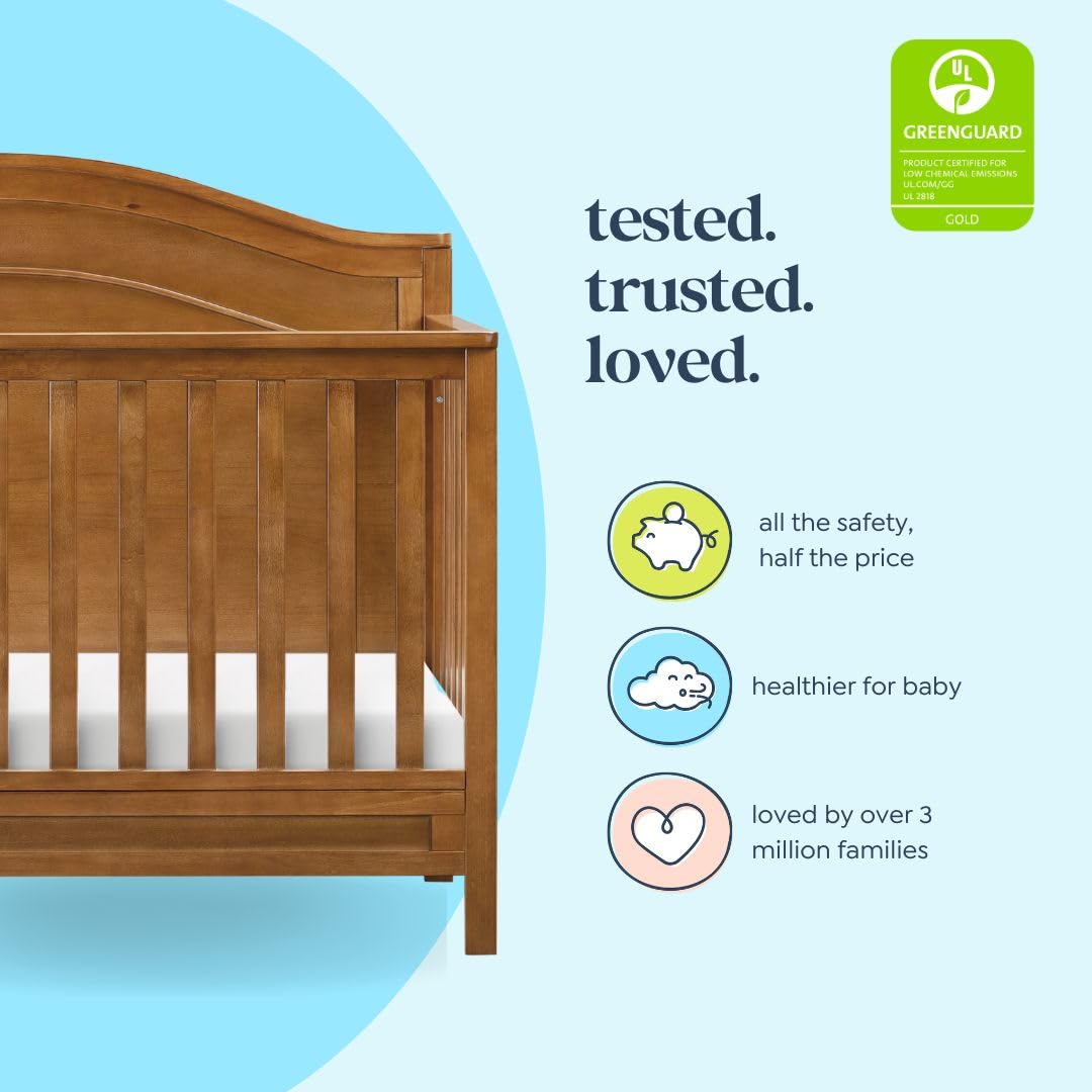 Davinci Charlie 4-in-1 Convertible Baby Crib - GREENGUARD Gold Certified Convertible Crib to Toddler Bed, Daybed, Full-Size Wooden Bed, Durable, 4 Adjustable Mattress Heights - Chestnut