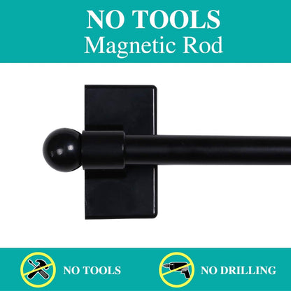 Turquoize 4 Pack Magnetic Curtain Rods for Metal Doors - Adjustable Magnetic Cafe Curtain Rod, Black